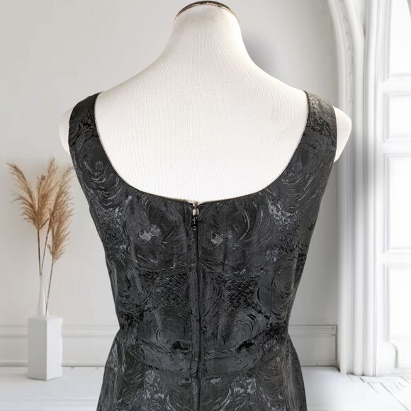 Vintage 60s Jacquard Cocktail Formal Maxi Dress Size 6 Black Fitted Bombshell - Picture 10 of 15